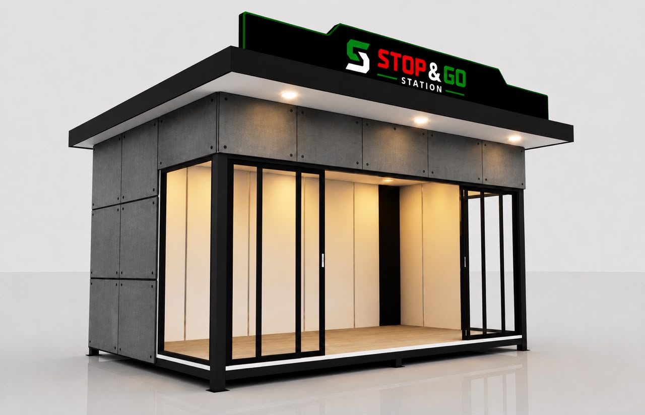 Módulo STOP GO 25m2 para cafetería o heladería